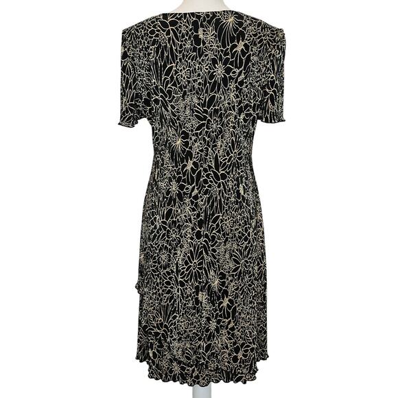 Connected Vintage Floral Pleated Ribbed Tiered Whimsygoth Midi Dress Size 10 - Picture 2 of 10